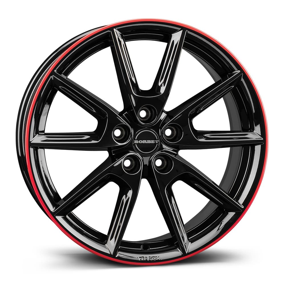 Borbet LX18 in black glossy rim red