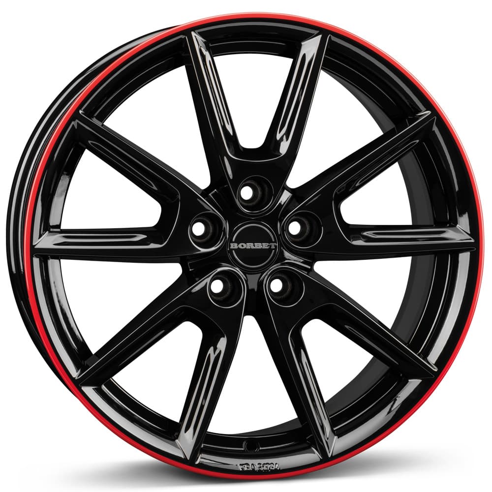 Borbet LX19 in black glossy rim red